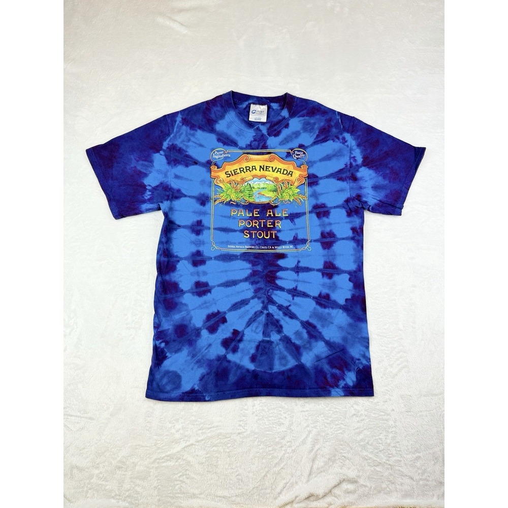 Sierra Nevada Brewing Co Blue Tie Dye Graphic T-Shirt Mens Medium Port & Company